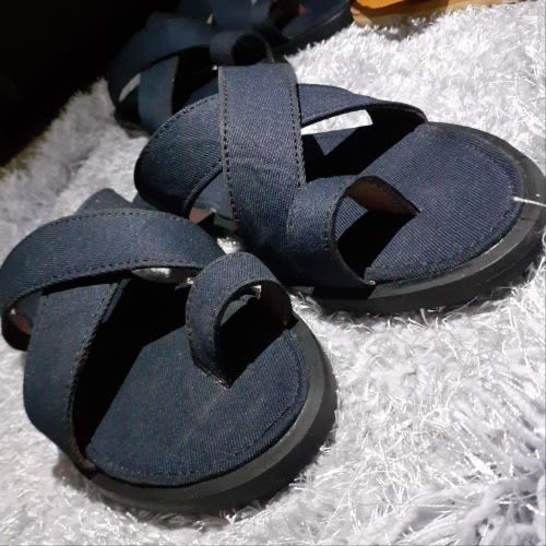 Denim Flat Slippers-Blue