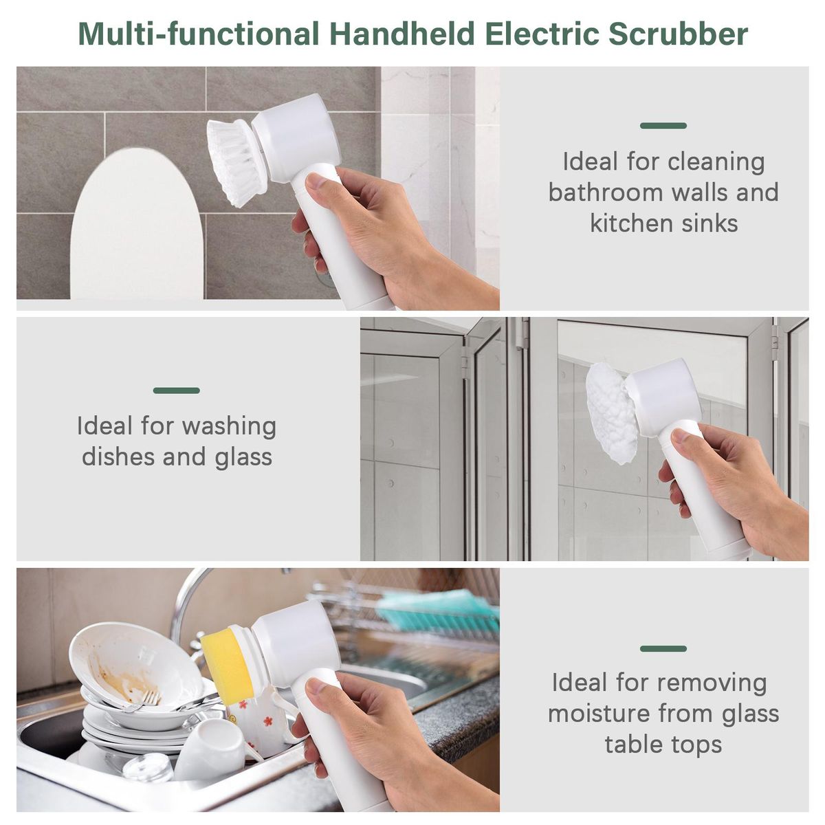 Electric Spin Scrubber Handheld Electric Cleaning Brush with 3 Brush Heads and 1 Hook AA Battery Powered Cleaning Tools for Kitchen Bathroom Wall Window Floor