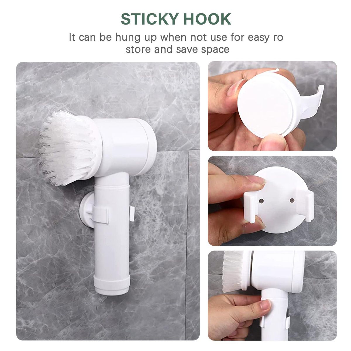 Electric Spin Scrubber Handheld Electric Cleaning Brush with 3 Brush Heads and 1 Hook AA Battery Powered Cleaning Tools for Kitchen Bathroom Wall Window Floor