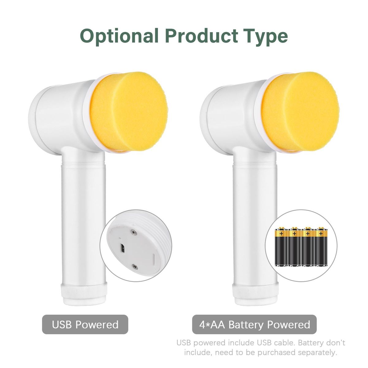 Electric Spin Scrubber Handheld Electric Cleaning Brush with 3 Brush Heads and 1 Hook AA Battery Powered Cleaning Tools for Kitchen Bathroom Wall Window Floor
