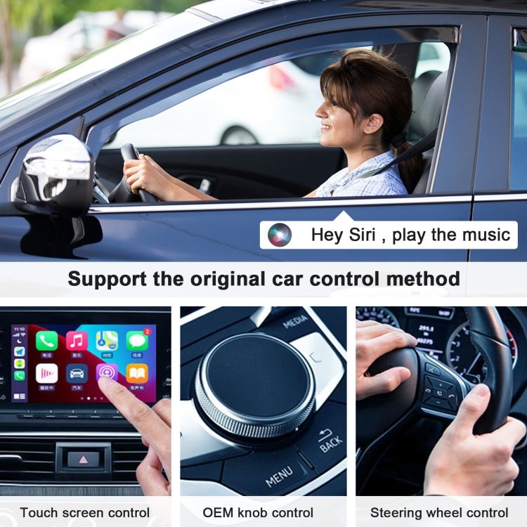 Wired To Wireless Carplay Adapter For IPhone Black Rectangle