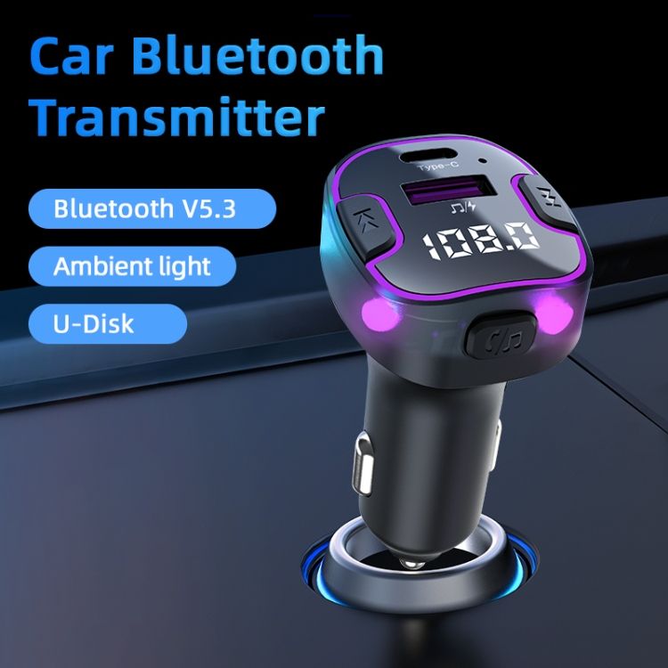 Car Bluetooth Adapter Ambient Light MP3 Music Player C49