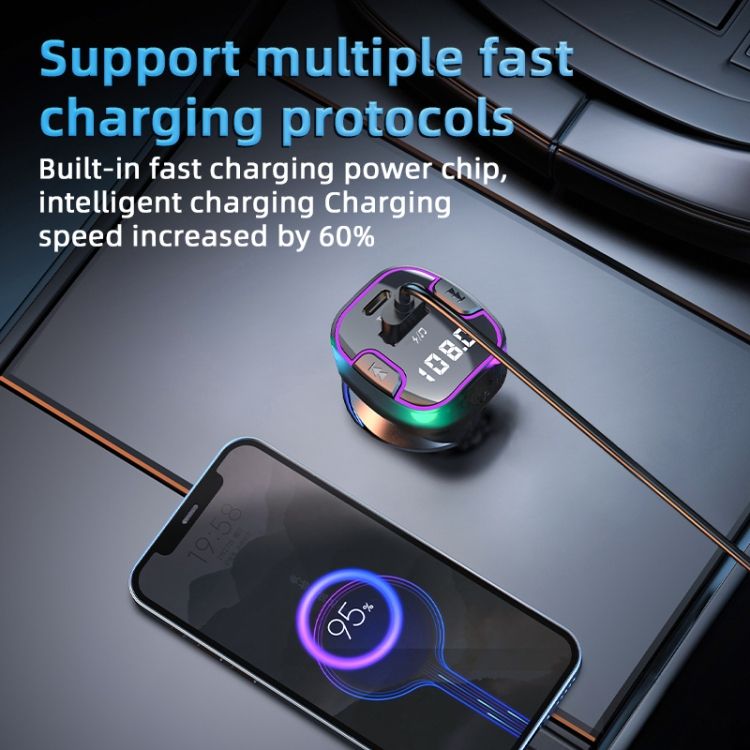 Car Bluetooth Adapter Ambient Light MP3 Music Player C49