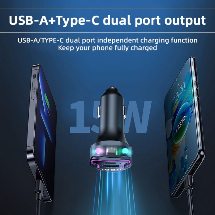 Car Bluetooth Adapter Ambient Light MP3 Music Player C49