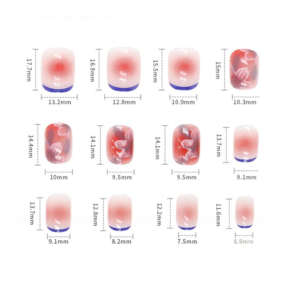 24PCS Short Press on Nail Cute Flowers Design Sweet Style