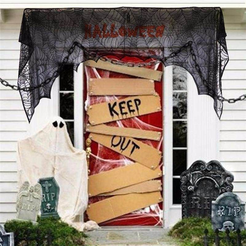 Black Spider Web Curtain Halloween