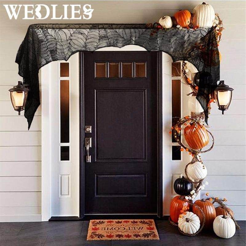 Black Spider Web Curtain Halloween