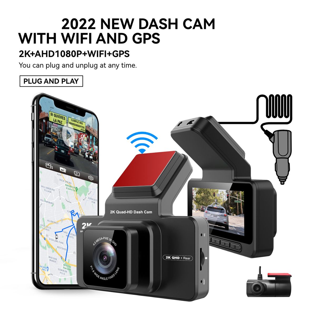 Dash Camera Front 4K High Resolution Car Dashcam Black