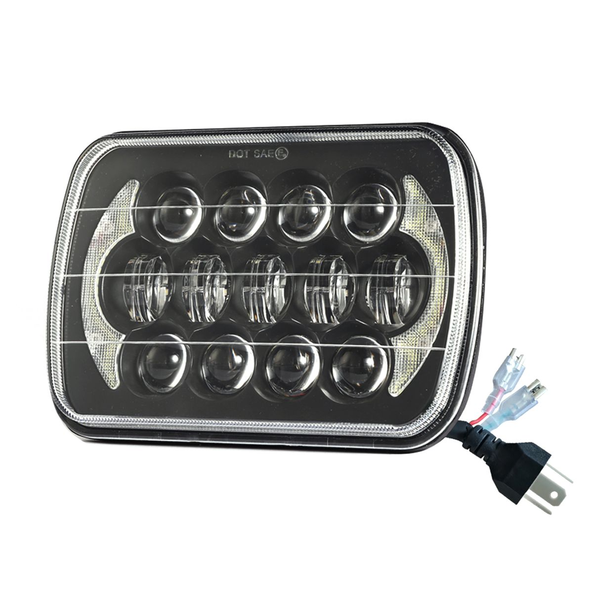 1Pc 5x7 Inch 85W Car Headlight 13Pcs Lamp Beads H4 Plug High