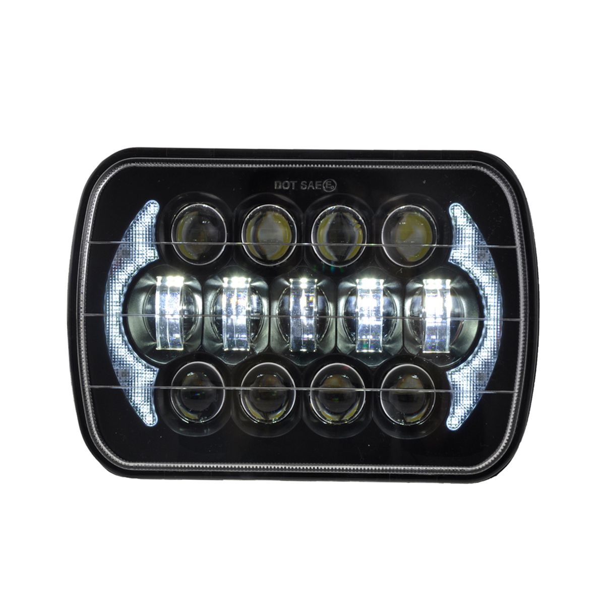 1Pc 5x7 Inch 85W Car Headlight 13Pcs Lamp Beads H4 Plug High