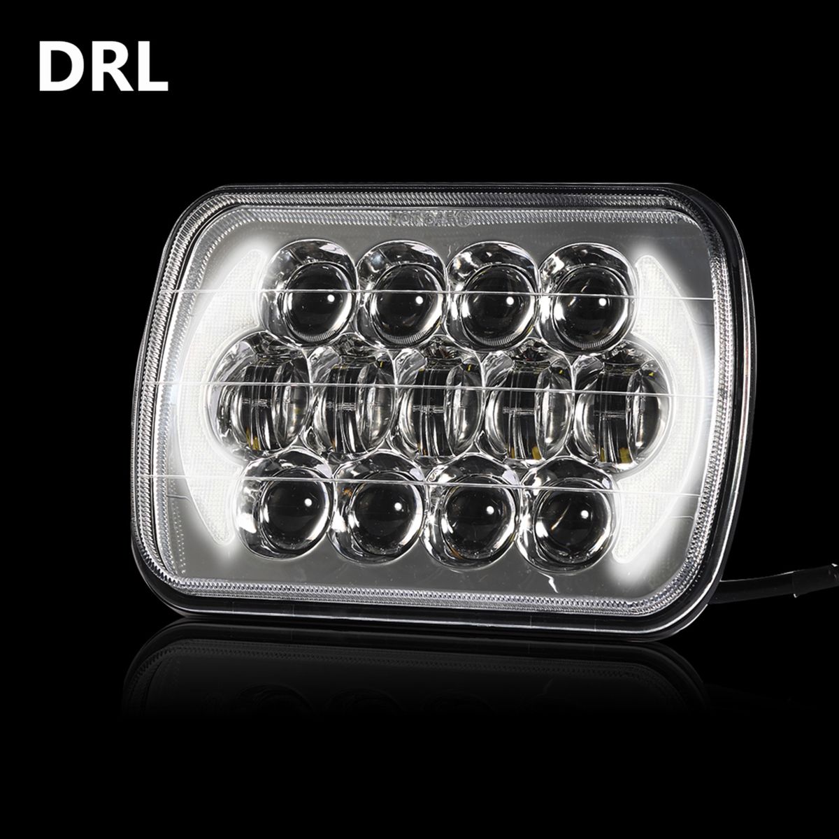 1Pc 5x7 Inch 85W Car Headlight 13Pcs Lamp Beads H4 Plug High