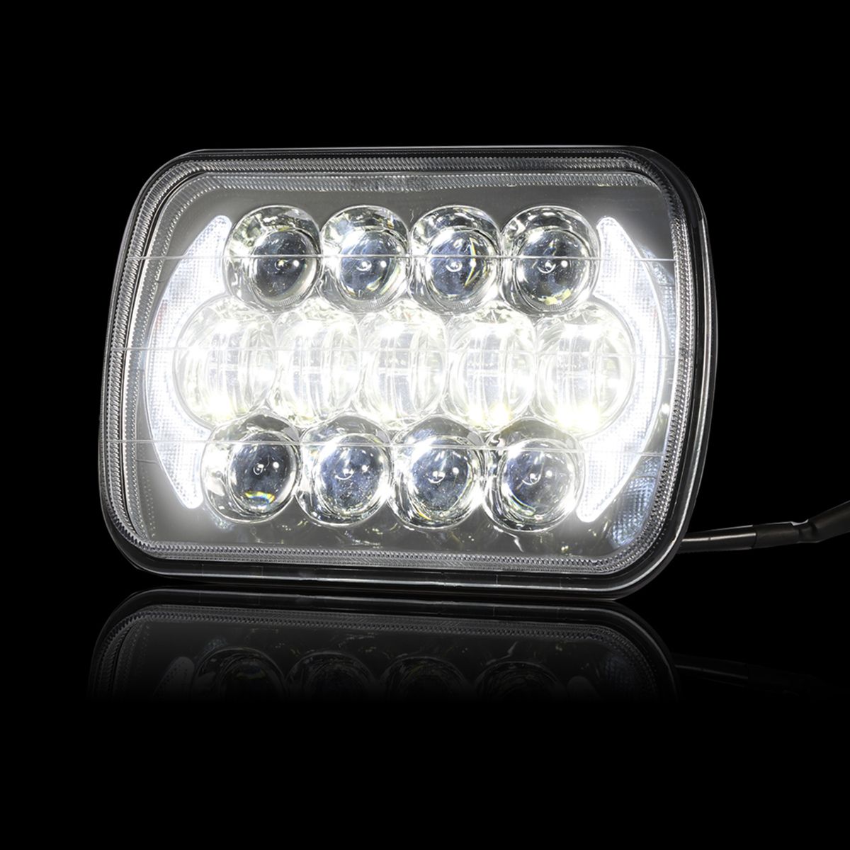 1Pc 5x7 Inch 85W Car Headlight 13Pcs Lamp Beads H4 Plug High