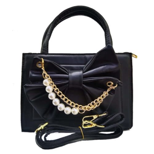 Woman Handbag With Bead Details - Black