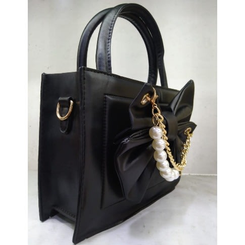 Woman Handbag With Bead Details - Black