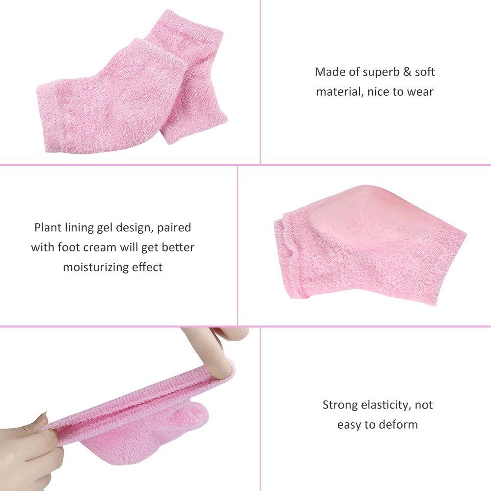 M-oisturizing Heel Socks G-el Lined Toeless Spa Socks For
