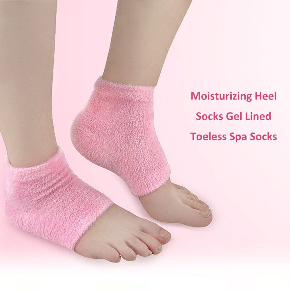 M-oisturizing Heel Socks G-el Lined Toeless Spa Socks For