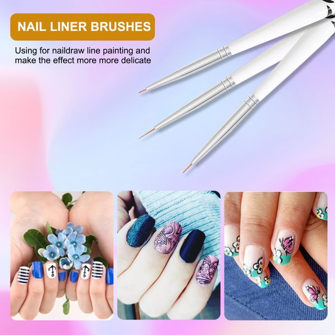 9PCS Nail Art Tools Polish  Liner Pen Nail Painting Pen