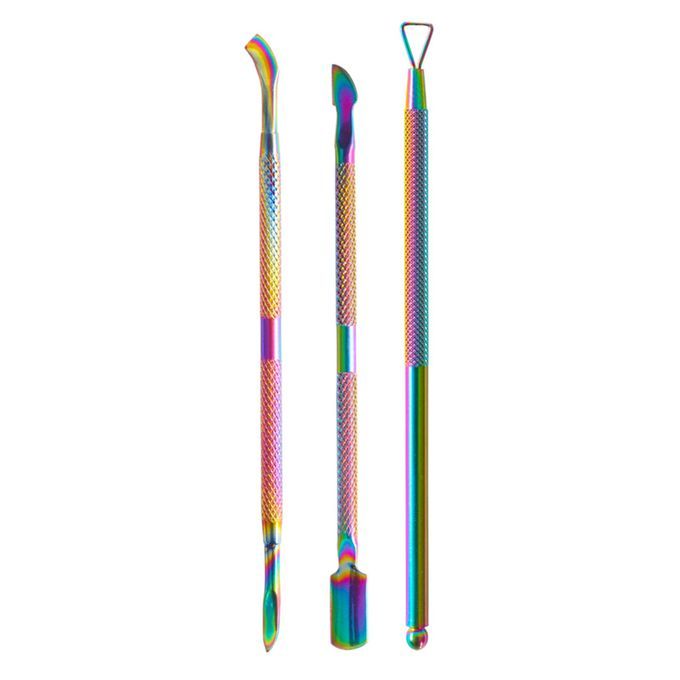 3Pcs/Set Stainless Steel Double Head Cuticle Pusher Dead