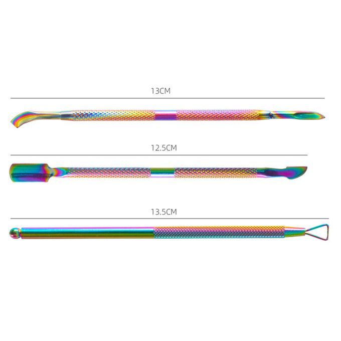 3Pcs/Set Stainless Steel Double Head Cuticle Pusher Dead