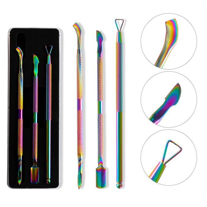 3Pcs/Set Stainless Steel Double Head Cuticle Pusher Dead