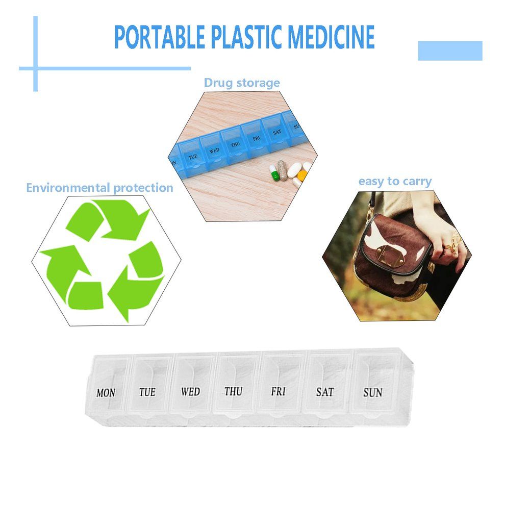 Home-7 Lattice Weekly Medicine Pill Box Outdoor Travel Medicine Tablet Container White