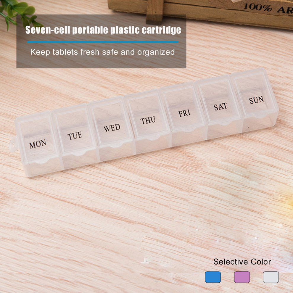 Home-7 Lattice Weekly Medicine Pill Box Outdoor Travel Medicine Tablet Container White