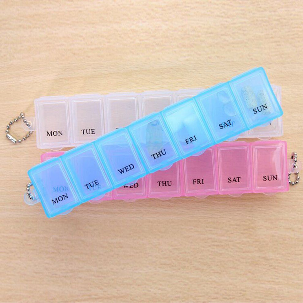 Home-7 Lattice Weekly Medicine Pill Box Outdoor Travel Medicine Tablet Container White