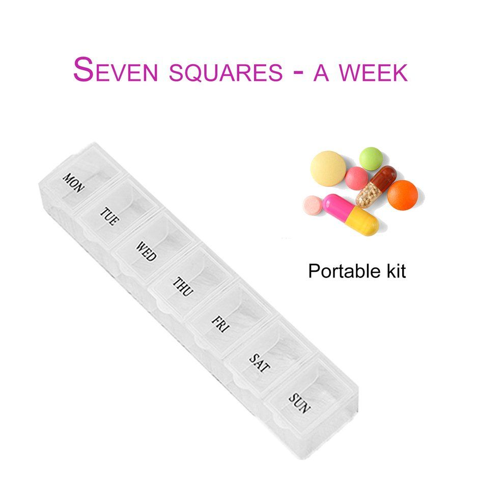 Home-7 Lattice Weekly Medicine Pill Box Outdoor Travel Medicine Tablet Container White