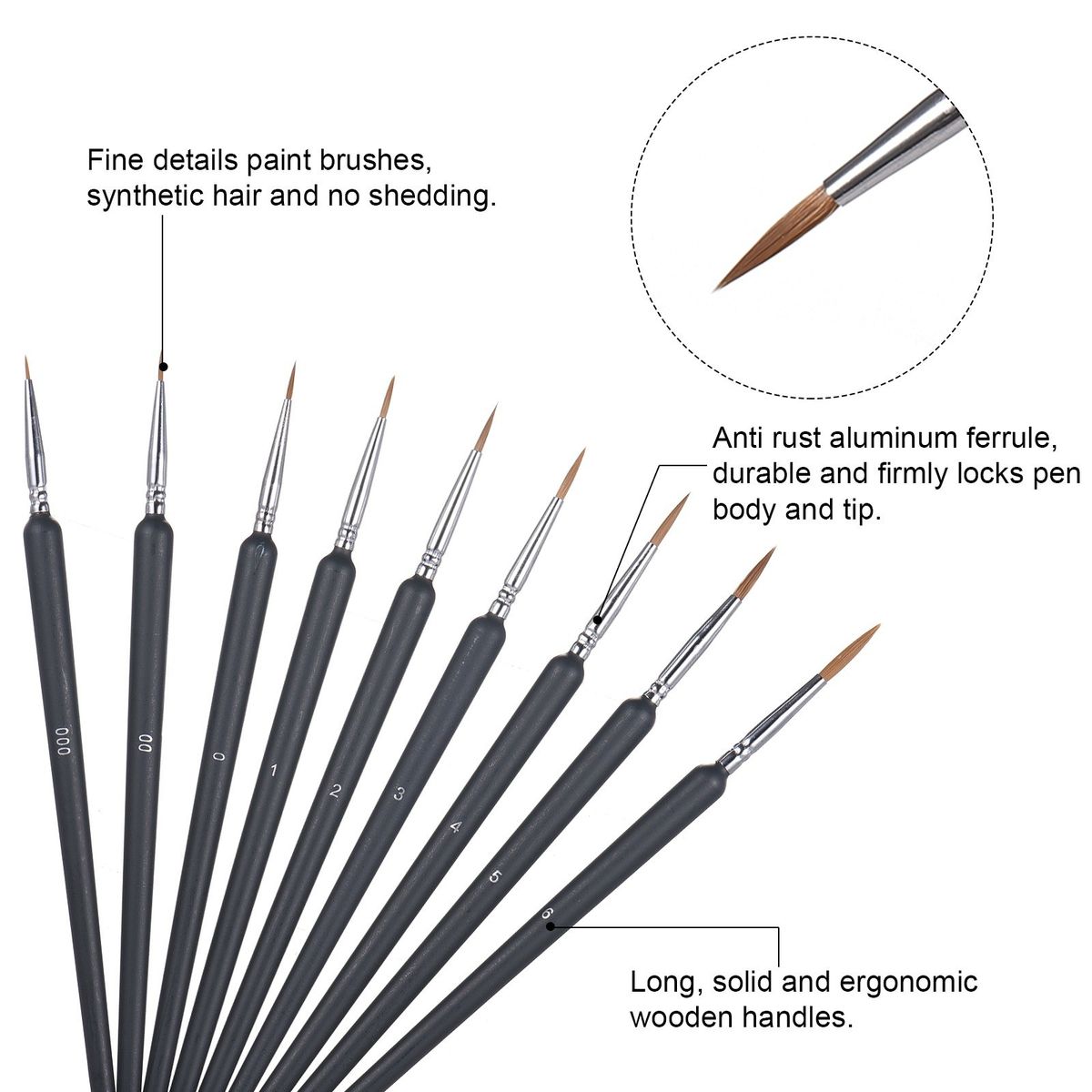 9 Pcs Nail Liner Pens Nail Art Brush Set UV Painting Pen Birch Wood Handle Manicure Nail Art Tip Builder Liner Polish Pen Tools