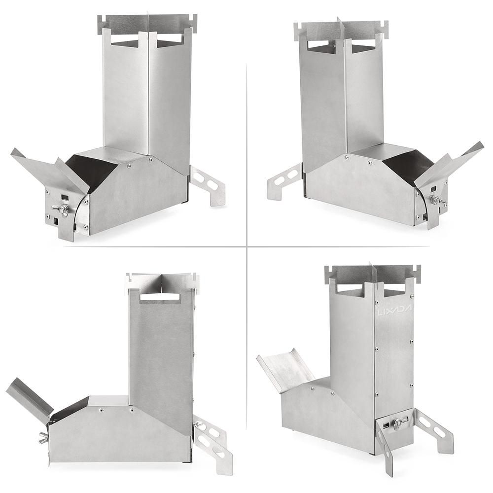 Lixada Outdoor Collapsible Wood Burning Stainless Steel Rocket Stove Backpacking Camp Tent Stove