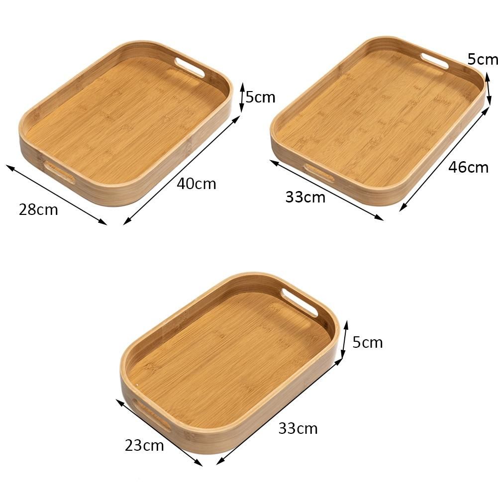 Bamboo Rectangle Serving Tray Wood Plate Tea Food Dishe Drink Platter Food Plate Dinner Beef Steak Fruit Snack Tray,A