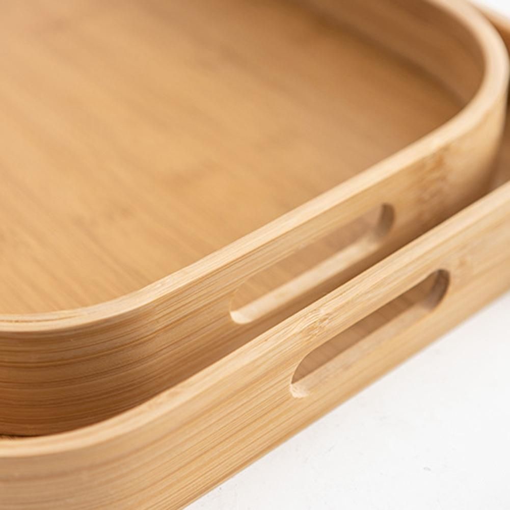 Bamboo Rectangle Serving Tray Wood Plate Tea Food Dishe Drink Platter Food Plate Dinner Beef Steak Fruit Snack Tray,A
