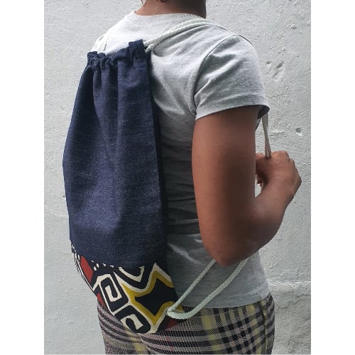 Denim And Bogolon Drawstring Backpack