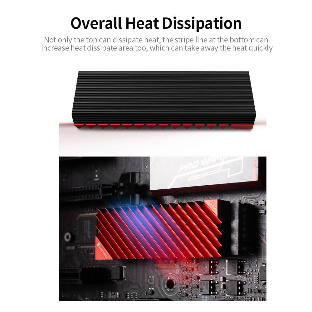 M.2-3 Radiator M.2 SSD Heat Sink Aluminum Heat Sink Tool-free Design Radiator with Thermal Pad for M.2 2280 SSD Grey