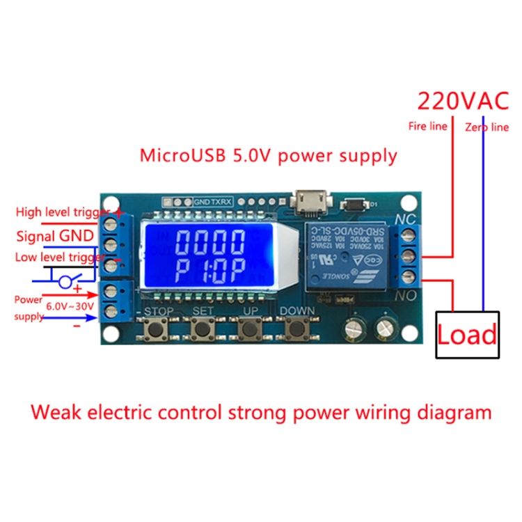 6-30V Micro USB Digital LCD Delay Relay
