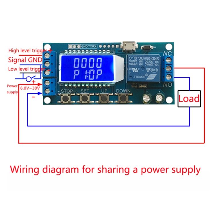 6-30V Micro USB Digital LCD Delay Relay