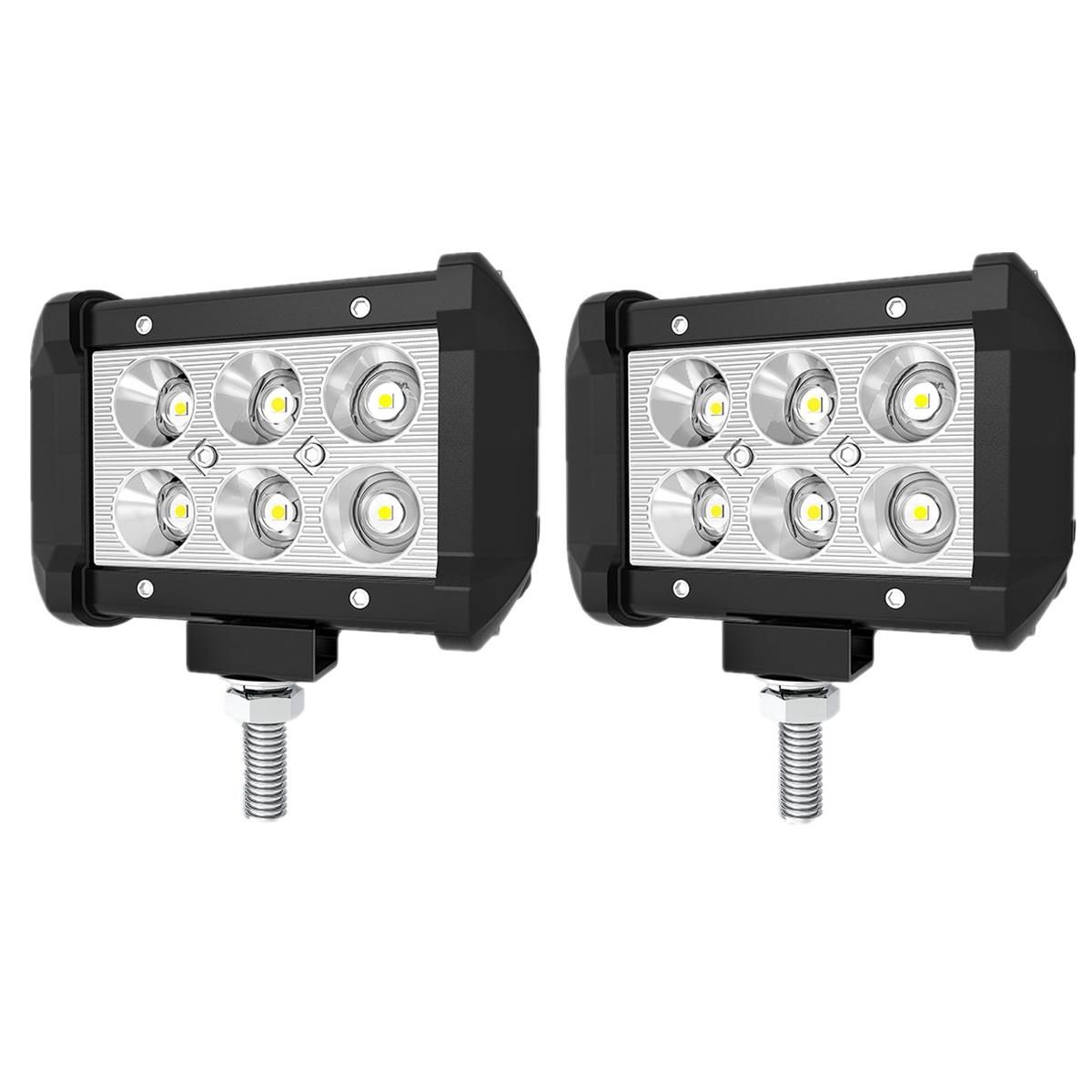 2Pc 4INCH 18W LED Work Light Bar 4WD Off Road SPOT Pods Fog