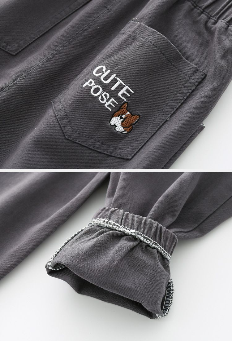 100% Cotton Kids Boys Casual Cargo Pants-Khaki