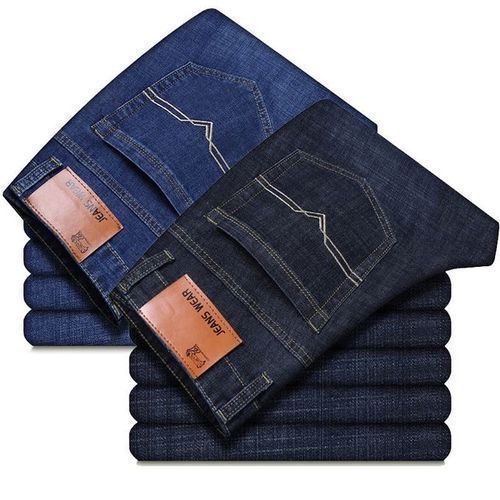 2 PCS Men's Jeans Zipper Ripped Holes Trouser Pants