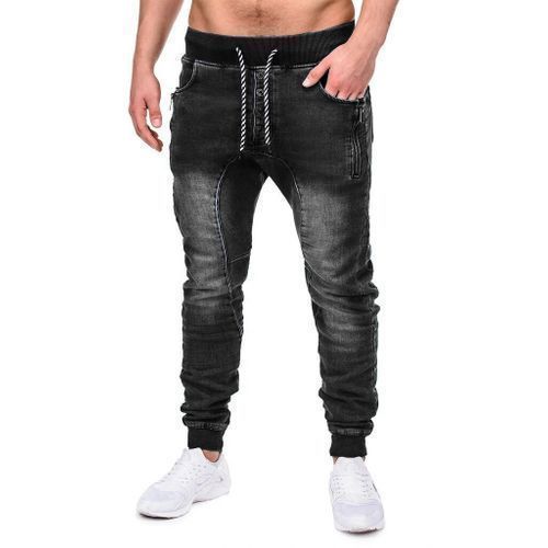 2 PCS Men's Jeans Zipper Ripped Holes Trouser Pants
