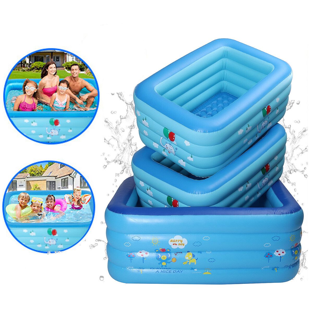 Multi Size Inflatable Swimming Pool Kids Family Outdoor Sports Play Toys Ground Pool 1.2M