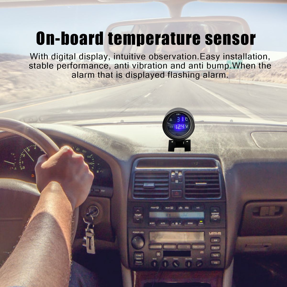 Round LED Digital Car Truck Water Temp Gauge Temperature