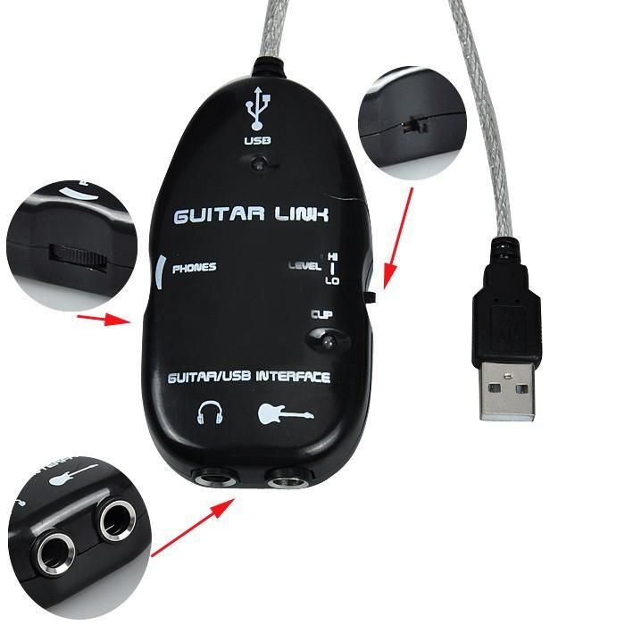 Plug and Play Guitar Link to USB Interface Cable for PC and Video Recording