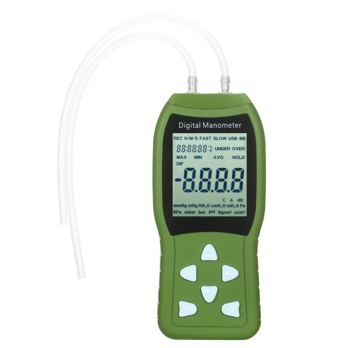 Manometer Digital Air Pressure Meter 12 Unit Dual Port Differential Pressure Gauge HVAC Gas Pressure Tester Large LCD Backlit Auto Power Off Handheld Barometer Natural Gas Analyzer