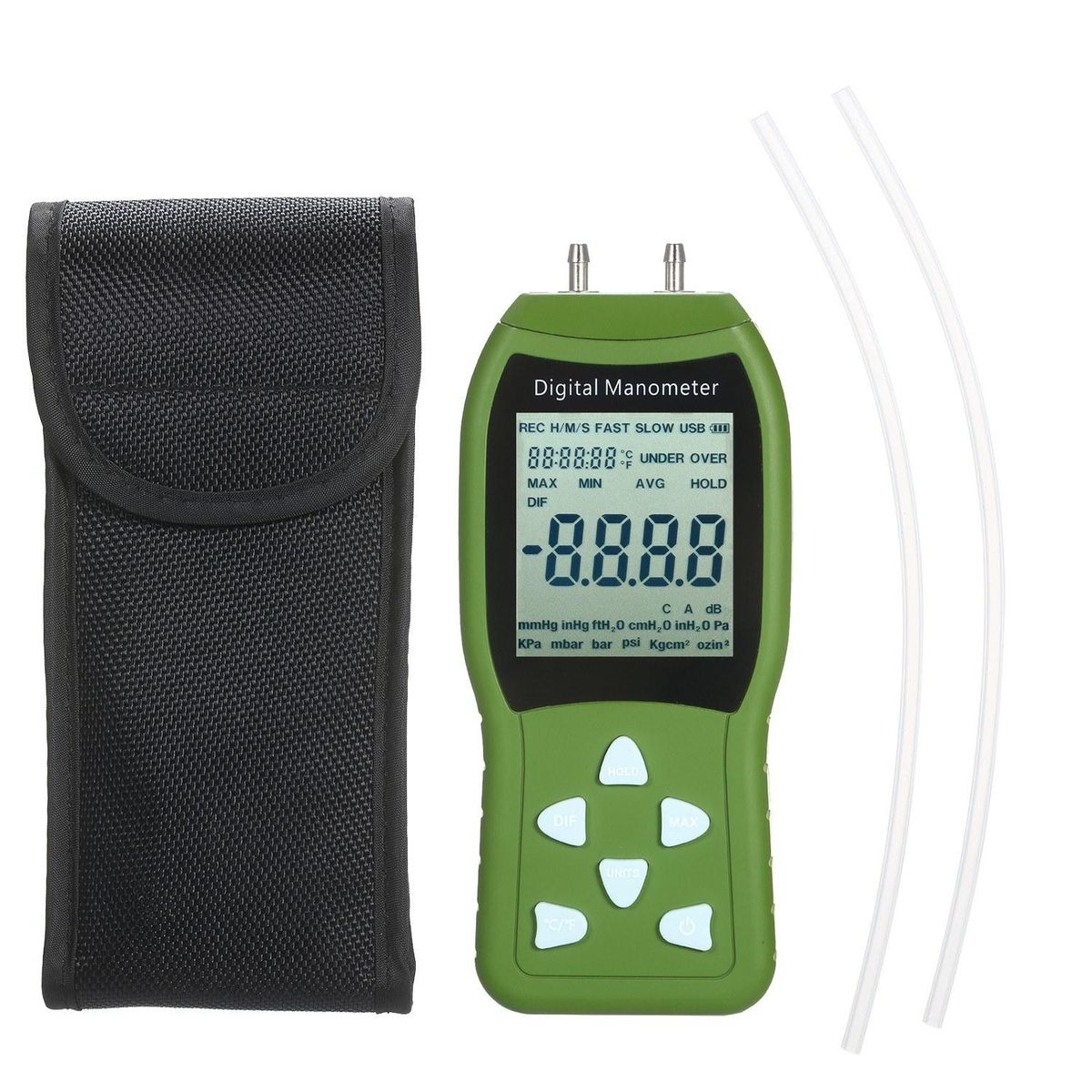 Manometer Digital Air Pressure Meter 12 Unit Dual Port Differential Pressure Gauge HVAC Gas Pressure Tester Large LCD Backlit Auto Power Off Handheld Barometer Natural Gas Analyzer