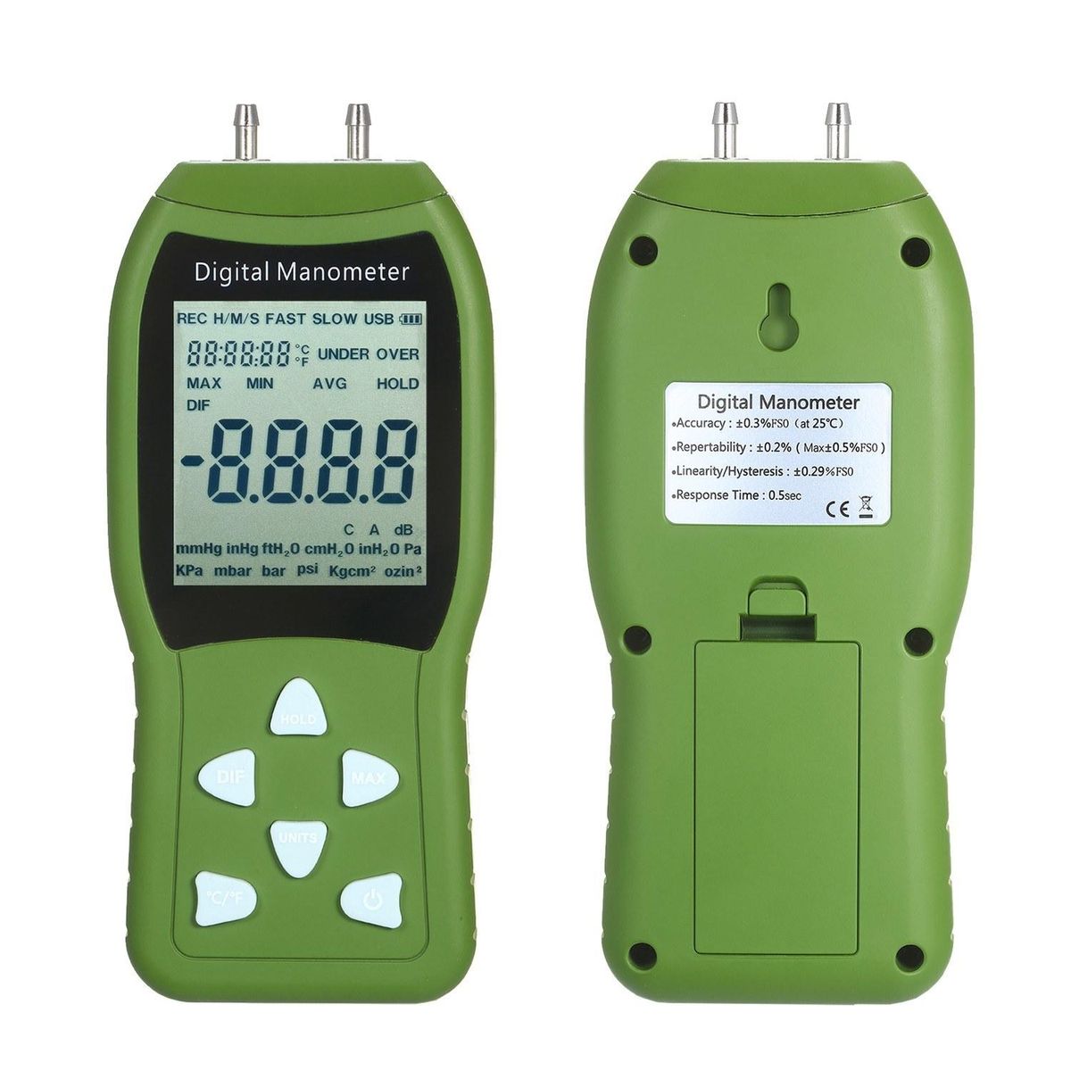 Manometer Digital Air Pressure Meter 12 Unit Dual Port Differential Pressure Gauge HVAC Gas Pressure Tester Large LCD Backlit Auto Power Off Handheld Barometer Natural Gas Analyzer