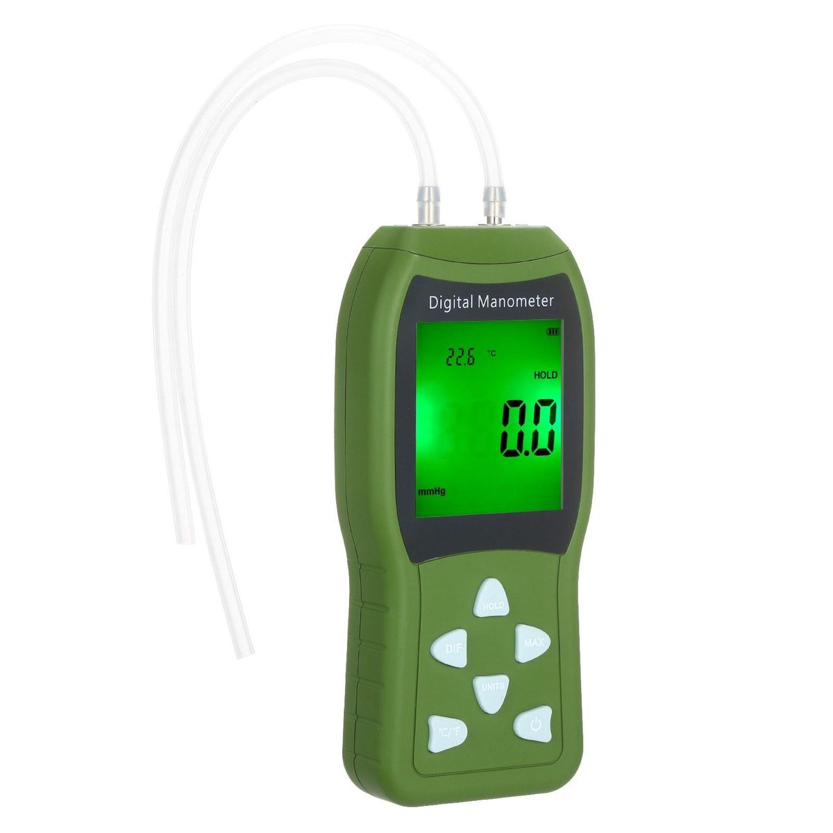 Manometer Digital Air Pressure Meter 12 Unit Dual Port Differential Pressure Gauge HVAC Gas Pressure Tester Large LCD Backlit Auto Power Off Handheld Barometer Natural Gas Analyzer