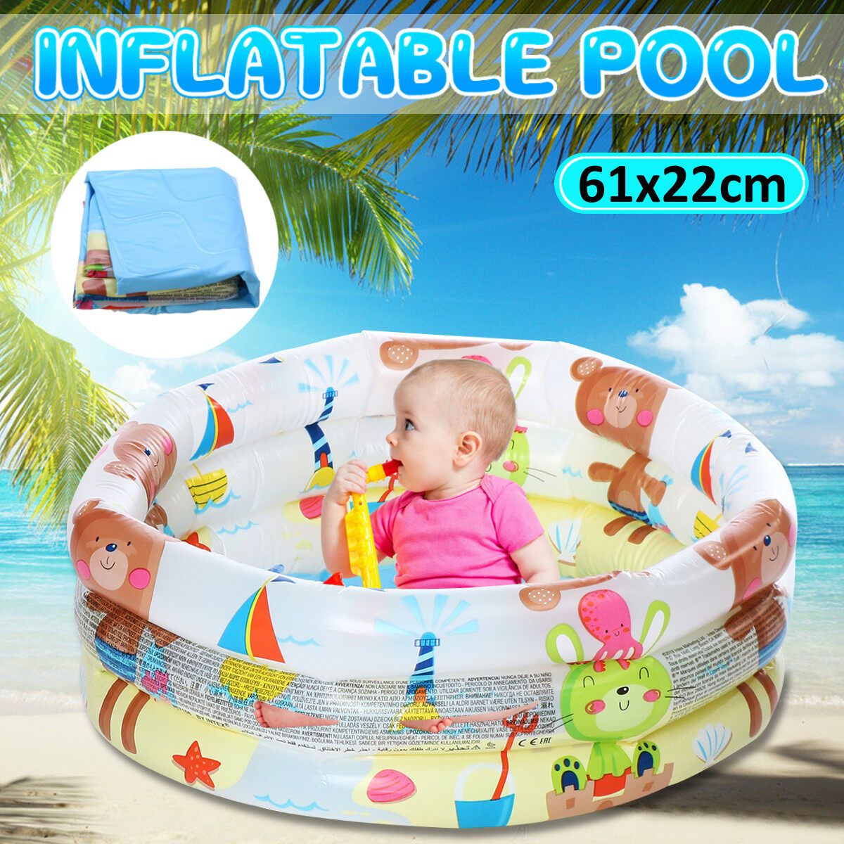 3 Ring Baby Kids PVC Inflatable Swimming Pool Bathtub Ball Pit Pool Pool Indoor Outdoor Summer Water Play Fun Pool Premium Toys 61x22cm