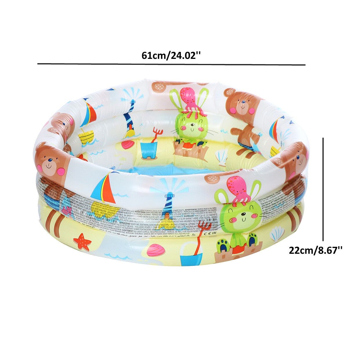3 Ring Baby Kids PVC Inflatable Swimming Pool Bathtub Ball Pit Pool Pool Indoor Outdoor Summer Water Play Fun Pool Premium Toys 61x22cm