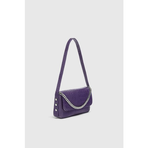 Purple Shoulder Bag With Chain Detail